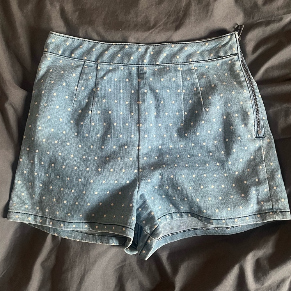 Polka Dot Denim Shorts